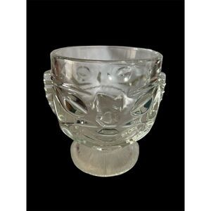 Vintage Indiana Glass Hawaiian Tiki Head‎ Happy / Sad Face Clear Mug Goblet USA